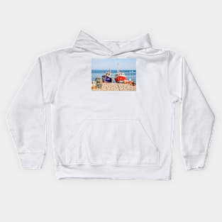 Fishing Boats On Beach Kids Hoodie